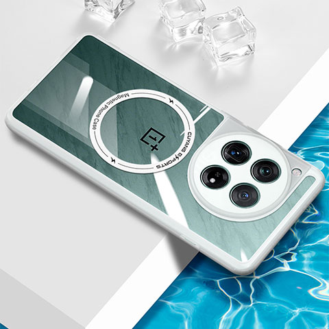 Coque Ultra Slim Silicone Souple Transparente avec Mag-Safe Magnetic Magnetique BH1 pour OnePlus 12R 5G Blanc