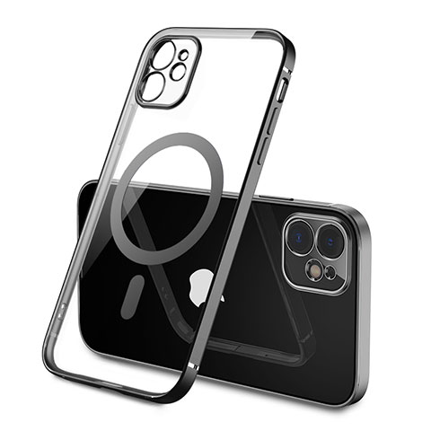 Coque Ultra Slim Silicone Souple Transparente avec Mag-Safe Magnetic Magnetique M01 pour Apple iPhone 12 Noir