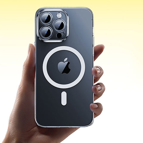Coque Ultra Slim Silicone Souple Transparente avec Mag-Safe Magnetic Magnetique M01 pour Apple iPhone 14 Pro Max Clair
