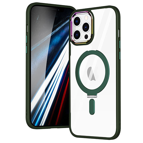 Coque Ultra Slim Silicone Souple Transparente avec Mag-Safe Magnetic Magnetique SD1 pour Apple iPhone 12 Pro Max Vert