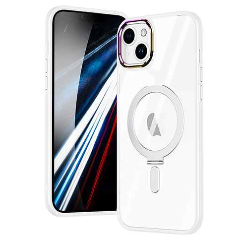Coque Ultra Slim Silicone Souple Transparente avec Mag-Safe Magnetic Magnetique SD1 pour Apple iPhone 14 Plus Argent
