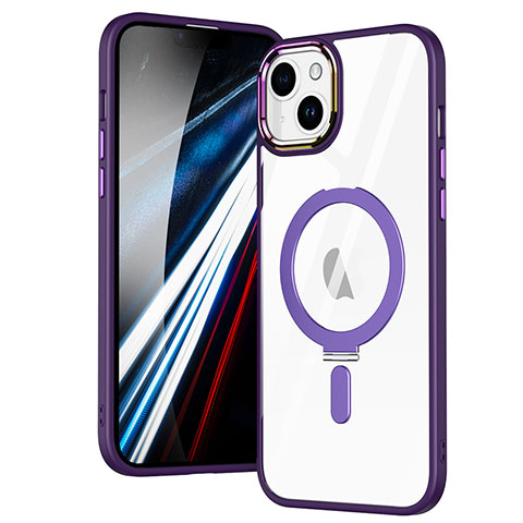 Coque Ultra Slim Silicone Souple Transparente avec Mag-Safe Magnetic Magnetique SD1 pour Apple iPhone 14 Plus Violet