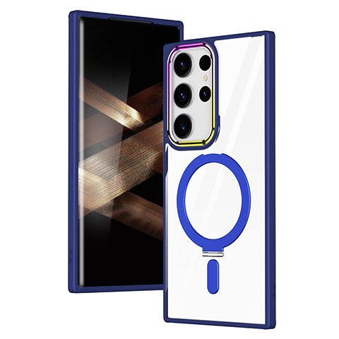 Coque Ultra Slim Silicone Souple Transparente avec Mag-Safe Magnetic Magnetique SD1 pour Samsung Galaxy S24 Ultra 5G Bleu