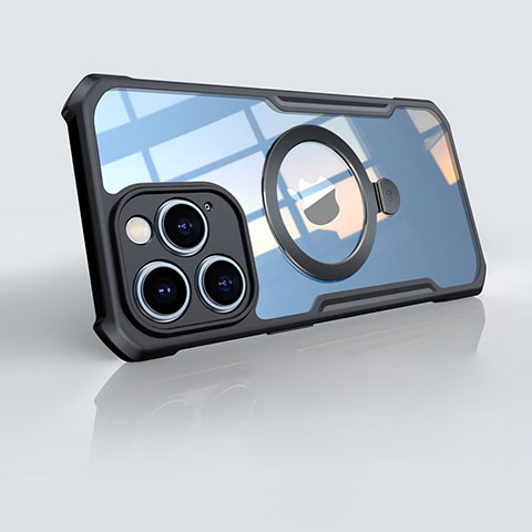 Coque Ultra Slim Silicone Souple Transparente avec Mag-Safe Magnetic Magnetique XD7 pour Apple iPhone 14 Pro Noir
