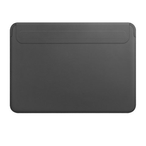 Double Pochette Housse Cuir L01 pour Apple MacBook 12 pouces Noir