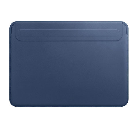 Double Pochette Housse Cuir L01 pour Apple MacBook Air 13.3 pouces (2018) Bleu