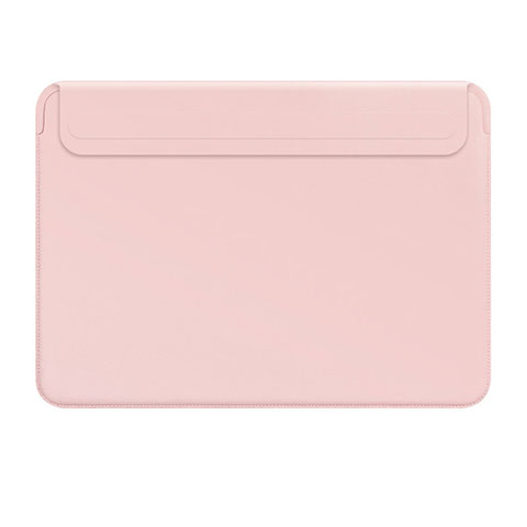Double Pochette Housse Cuir L01 pour Apple MacBook Air 13.3 pouces (2018) Rose