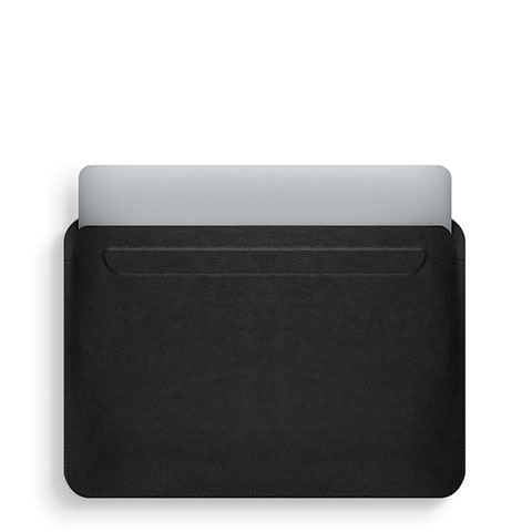 Double Pochette Housse Cuir L02 pour Apple MacBook Air 13.3 pouces (2018) Noir