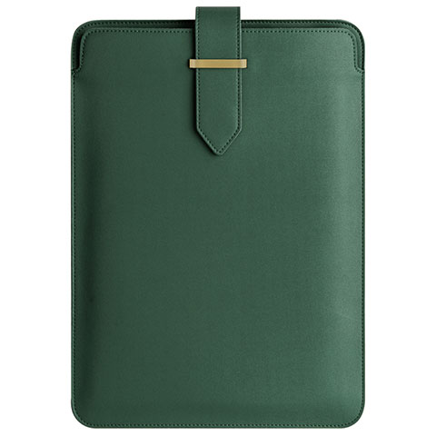 Double Pochette Housse Cuir L04 pour Apple MacBook Pro 13 pouces Vert
