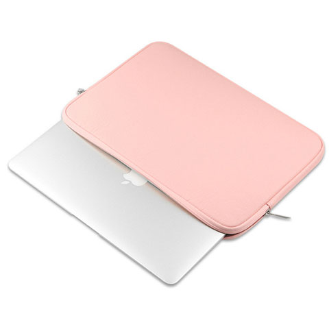 Double Pochette Housse Cuir L16 pour Apple MacBook Pro 13 pouces Rose