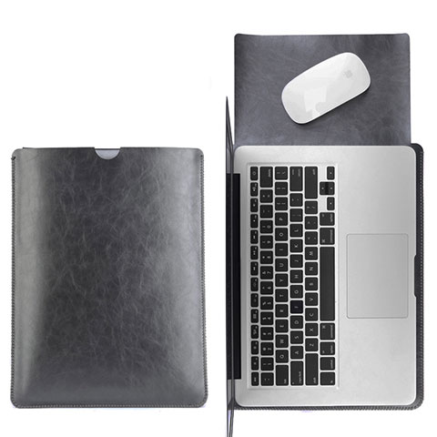Double Pochette Housse Cuir L17 pour Apple MacBook Pro 13 pouces Noir