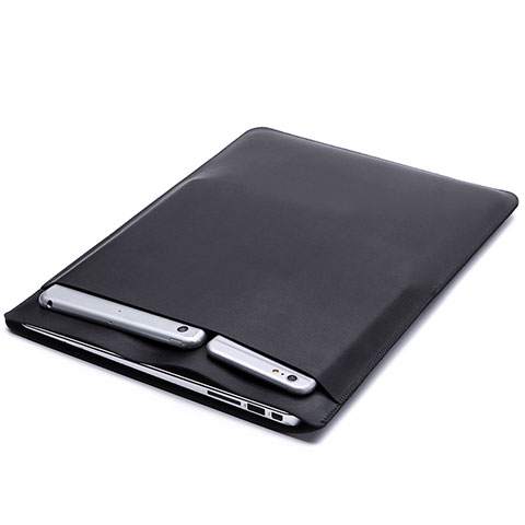 Double Pochette Housse Cuir L20 pour Apple MacBook Air 13 pouces Noir