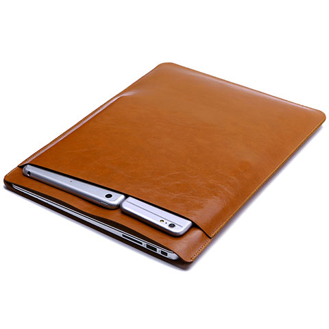 Double Pochette Housse Cuir pour Huawei Honor MagicBook 15 Orange