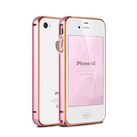 Etui Bumper Luxe Aluminum Metal pour Apple iPhone 4S Rose