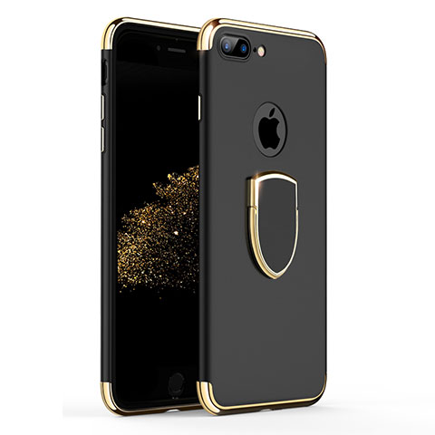 Etui Bumper Luxe Metal et Plastique avec Support Bague Anneau A03 pour Apple iPhone 7 Plus Noir