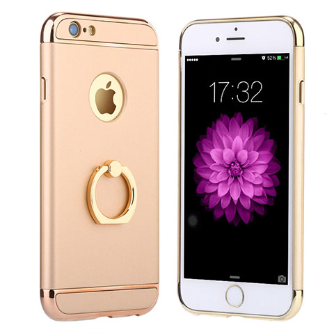 Etui Bumper Luxe Metal et Plastique avec Support Bague Anneau A05 pour Apple iPhone 6 Plus Or