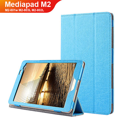 Etui Clapet Portefeuille Livre Cuir L01 pour Huawei Mediapad M2 8 M2-801w M2-803L M2-802L Bleu