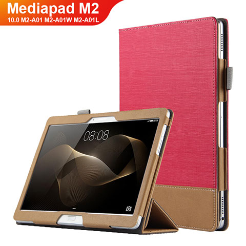 Etui Clapet Portefeuille Livre Cuir L03 pour Huawei MediaPad M2 10.0 M2-A01 M2-A01W M2-A01L Rouge