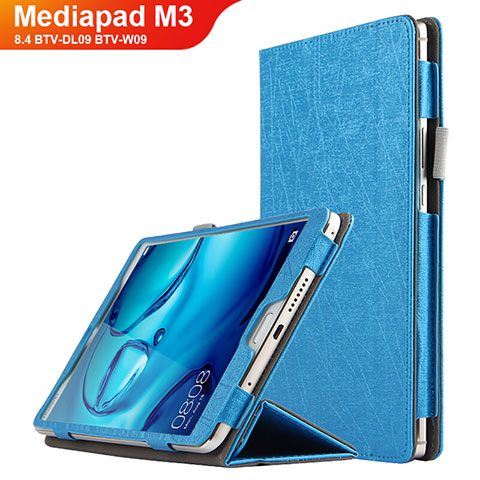 Etui Clapet Portefeuille Livre Cuir L04 pour Huawei Mediapad M3 8.4 BTV-DL09 BTV-W09 Bleu