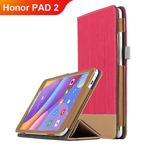 Etui Clapet Portefeuille Livre Cuir L05 pour Huawei Honor Pad 2 Rouge