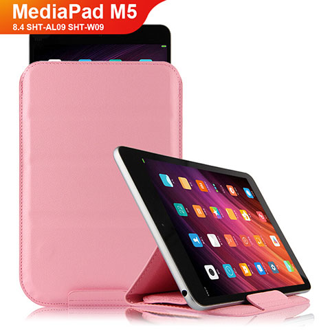 Etui Clapet Portefeuille Livre Cuir L06 pour Huawei MediaPad M5 8.4 SHT-AL09 SHT-W09 Rose