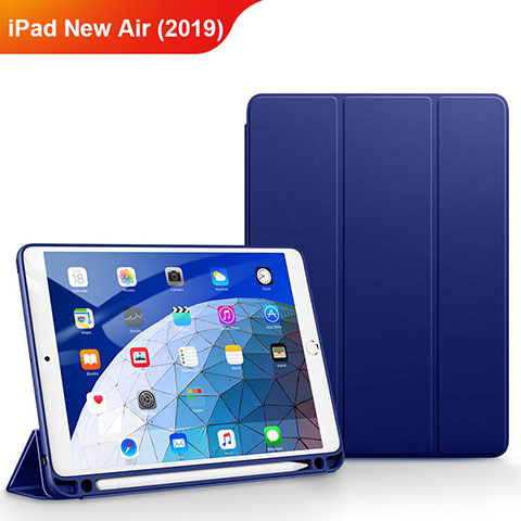 Etui Clapet Portefeuille Livre Cuir pour Apple iPad New Air (2019) 10.5 Bleu