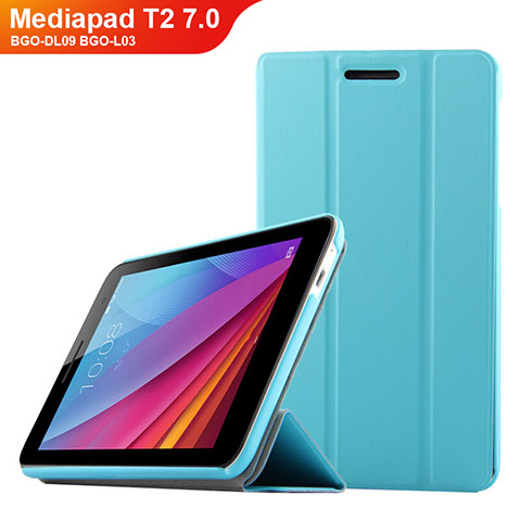 Etui Clapet Portefeuille Livre Cuir pour Huawei Mediapad T2 7.0 BGO-DL09 BGO-L03 Bleu Ciel