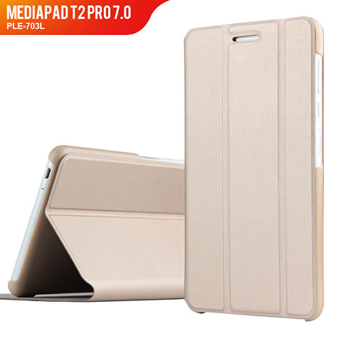 Etui Clapet Portefeuille Livre Cuir pour Huawei MediaPad T2 Pro 7.0 PLE-703L Or