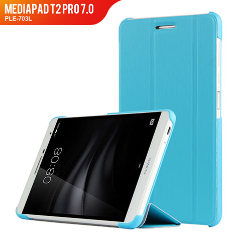Etui Clapet Portefeuille Livre Cuir R01 pour Huawei MediaPad T2 Pro 7.0 PLE-703L Bleu Ciel