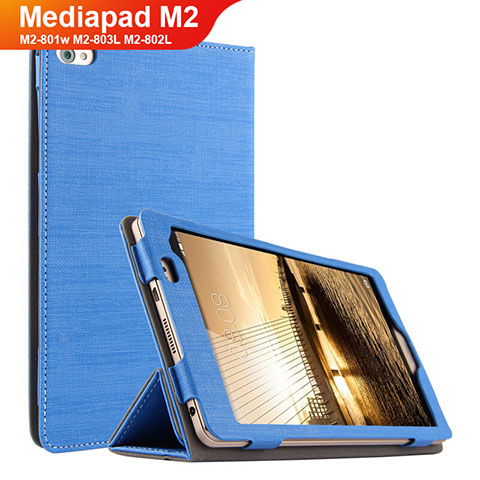 Etui Clapet Portefeuille Livre Tissu pour Huawei Mediapad M2 8 M2-801w M2-803L M2-802L Bleu