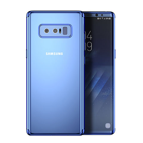 Etui Contour Silicone et Vitre Transparente Mat R02 pour Samsung Galaxy Note 8 Duos N950F Bleu