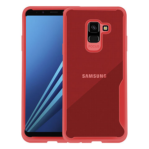 Etui Contour Silicone Transparente pour Samsung Galaxy A8+ A8 Plus (2018) A730F Rouge