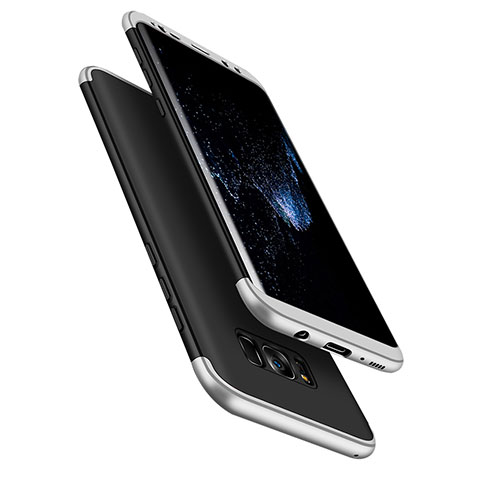 Etui Plastique Mat Protection Integrale 360 Degres Avant et Arriere M03 pour Samsung Galaxy S8 Argent