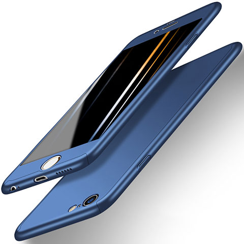 Etui Plastique Mat Protection Integrale 360 Degres Avant et Arriere pour Apple iPhone 6S Bleu