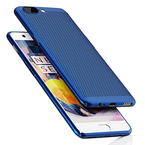 Etui Plastique Rigide Mailles Filet pour OnePlus 5 Bleu