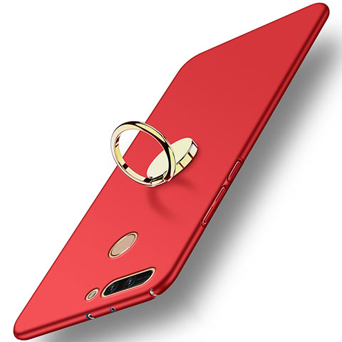 Etui Plastique Rigide Mat avec Support Bague Anneau A02 pour Huawei Honor 8 Pro Rouge