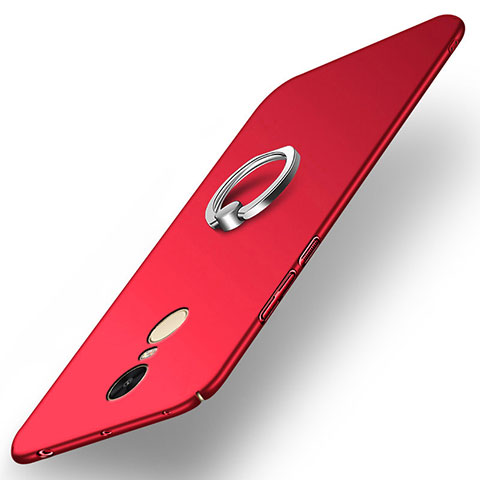 Etui Plastique Rigide Mat avec Support Bague Anneau A02 pour Xiaomi Redmi Note 4 Rouge