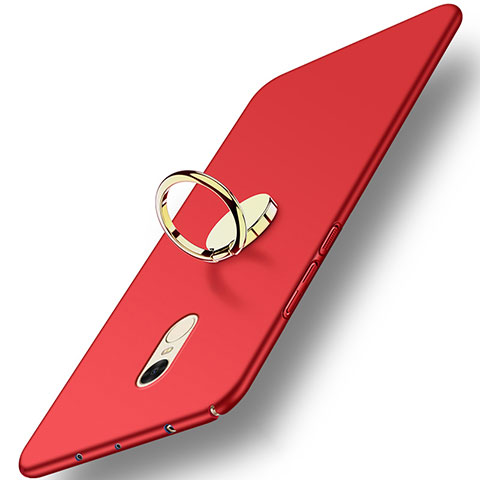 Etui Plastique Rigide Mat avec Support Bague Anneau A03 pour Xiaomi Redmi Note 4X High Edition Rouge