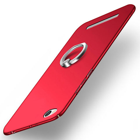 Etui Plastique Rigide Mat avec Support Bague Anneau pour Xiaomi Redmi 3 Rouge