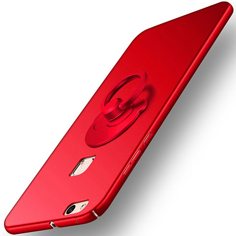 Etui Plastique Rigide Mat et Support Bague Anneau pour Huawei P10 Lite Rouge
