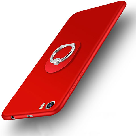 Etui Plastique Rigide Mat et Support Bague Anneau pour Xiaomi Mi 5 Rouge