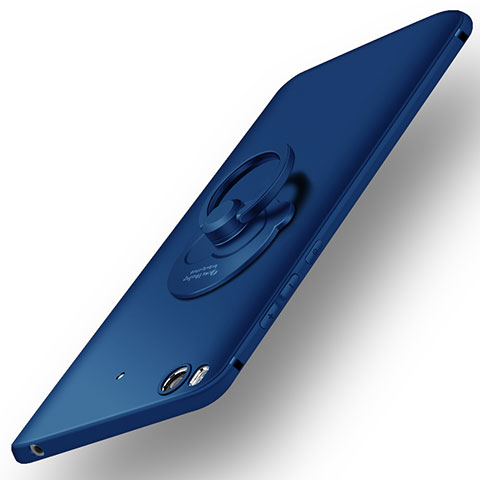 Etui Plastique Rigide Mat et Support Bague Anneau pour Xiaomi Mi 5S Bleu