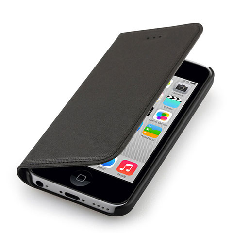 Etui Portefeuille Flip Cuir pour Apple iPhone 5C Noir