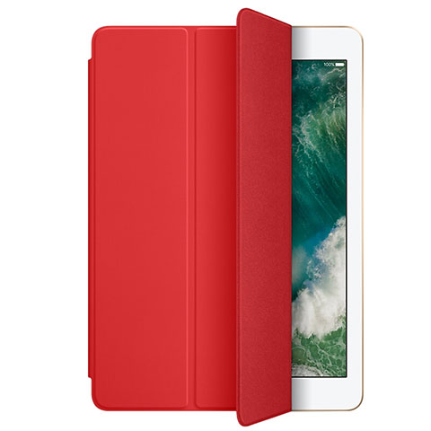 Etui Portefeuille Livre Cuir L01 pour Apple New iPad 9.7 (2017) Rouge