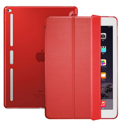 Etui Portefeuille Livre Cuir L02 pour Apple iPad Pro 12.9 Rouge