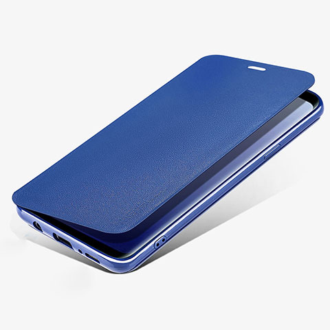 Etui Portefeuille Livre Cuir L02 pour Samsung Galaxy S9 Bleu