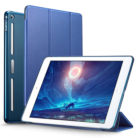 Etui Portefeuille Livre Cuir L05 pour Apple iPad Mini 2 Bleu
