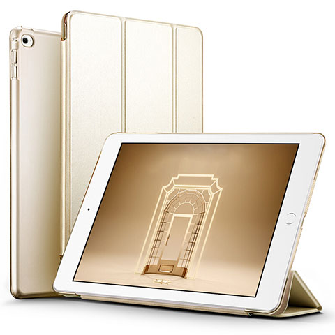 Etui Portefeuille Livre Cuir L05 pour Apple iPad Mini 4 Or