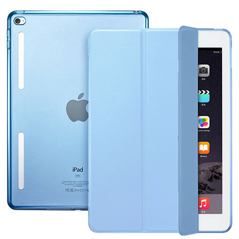 Etui Portefeuille Livre Cuir L06 pour Apple iPad Mini 4 Bleu Ciel
