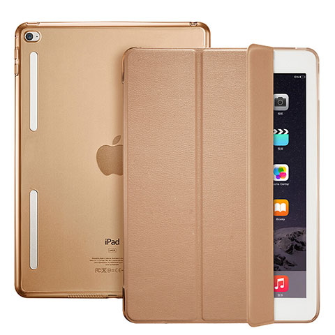 Etui Portefeuille Livre Cuir L06 pour Apple iPad Mini 4 Marron